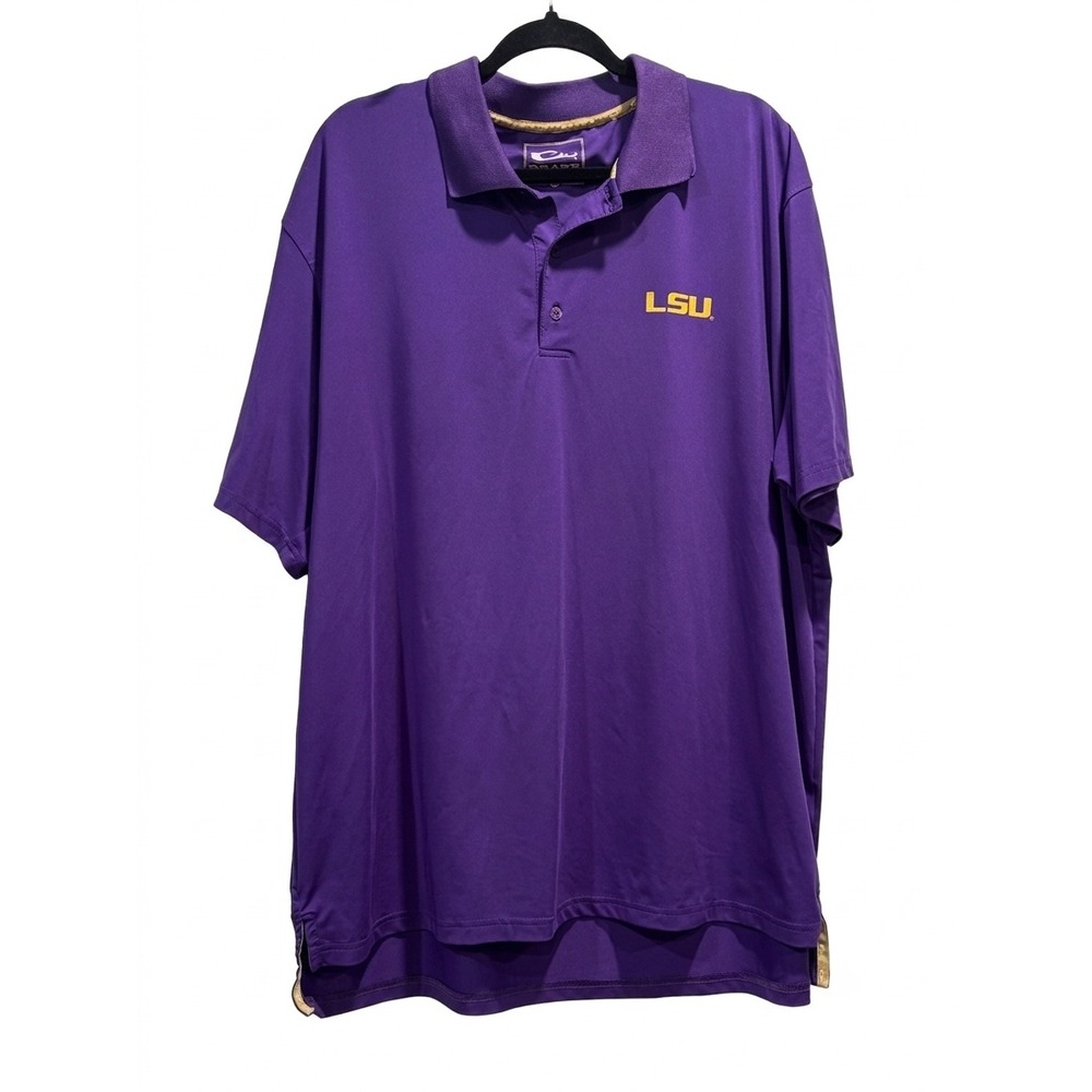 Drake Clothing Company LSU Tigers Polo Shirt Mens 2XL Purple Performance Golf‎